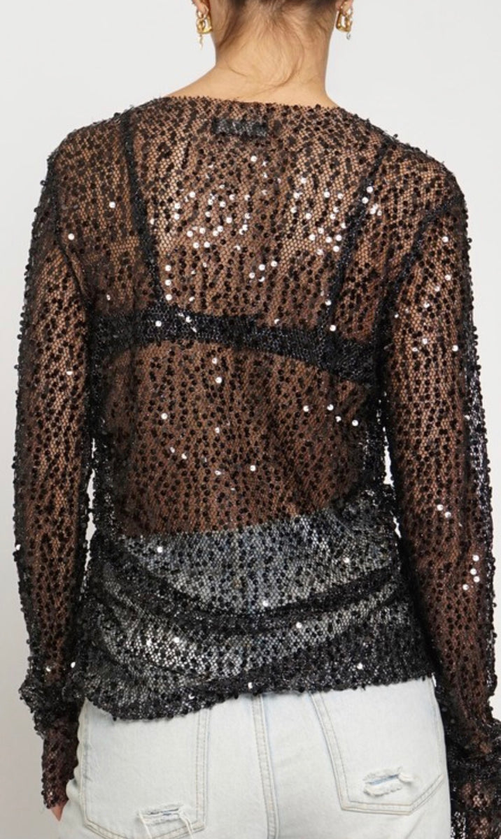 Shilo black sequin top – Shop The White Feather
