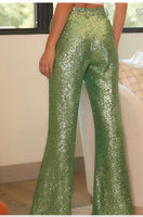 Green sequin pants