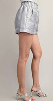 Sparkle silver paper bag shorts