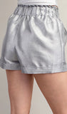 Sparkle silver paper bag shorts