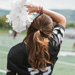 "Game Day" Red, Black & White Hair Tie Bracelets