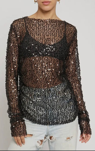 Shilo black sequin top