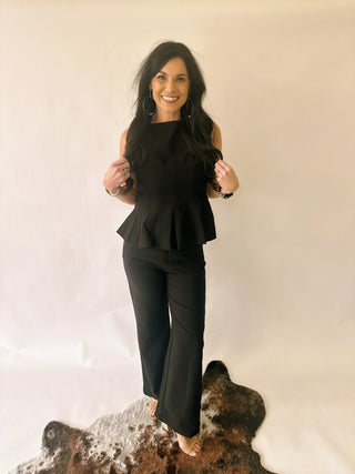 Palmer black peplum top