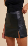 Annie black leather skort