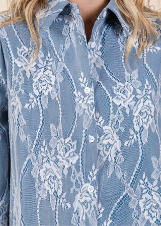 Melissa lace denim button down