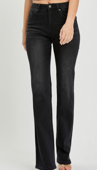 Kami black mid rise slim straight