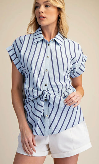 Nicole stripe blouse with tie front - 2 colors