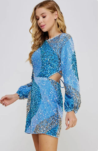 Macee blue sequin dress