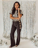 Charlie checkered sequin crop