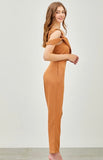 Tan one arm jumpsuit