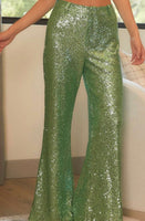 Green sequin pants