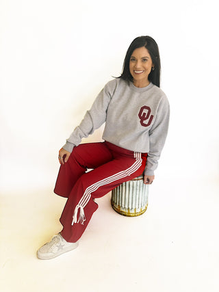 Jaida Crimson side ribbon jersey pants