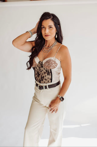 Adrienne cream leather pants