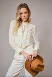 Riley cream ruffle blouse