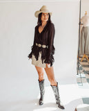 Amy black ruffle blouse