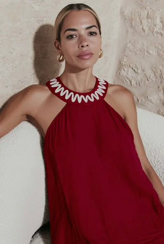 Marty crimson halter blouse