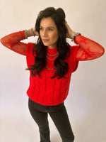 Stacie red cap sleeve sweater