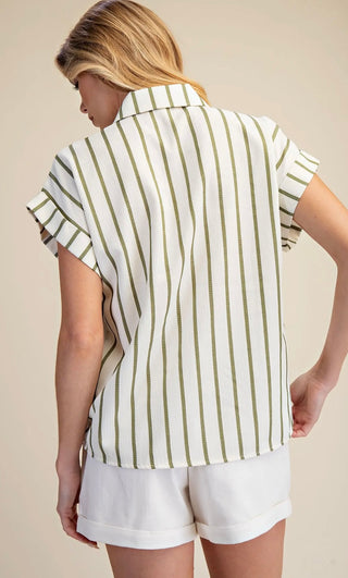 Nicole stripe blouse with tie front - 2 colors