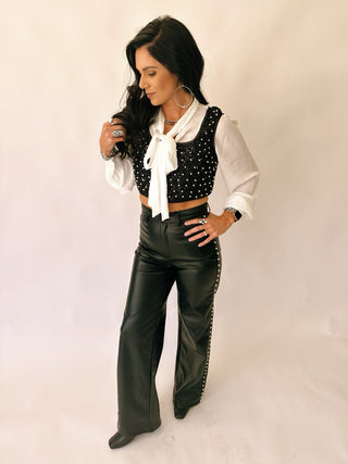 Penelope Pearl and sequin crop top