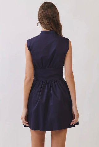 Julie navy button up dress