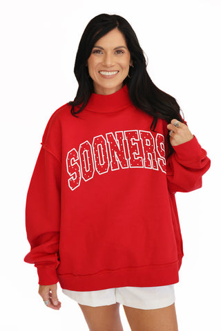 Sooner polka dot mock neck sweatshirt