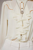 Riley cream ruffle blouse