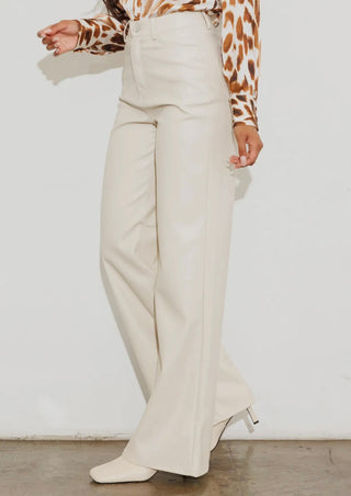 Adrienne cream leather pants