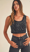 Penelope Pearl and sequin crop top