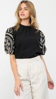 Emily embroidered puff sleeve top - THML