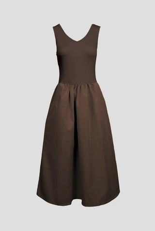 Kyla brown midi dress with pockets