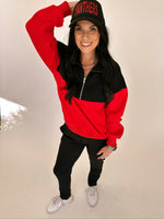 Red and black attack pullover
