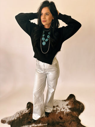 Vail silver wide leg denim