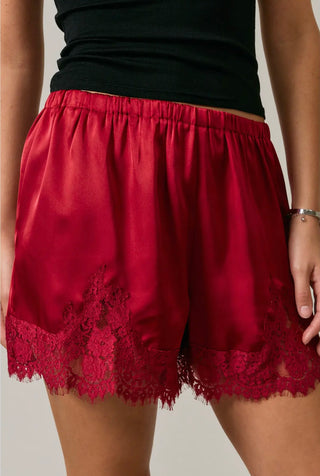 Crimson lace shorts