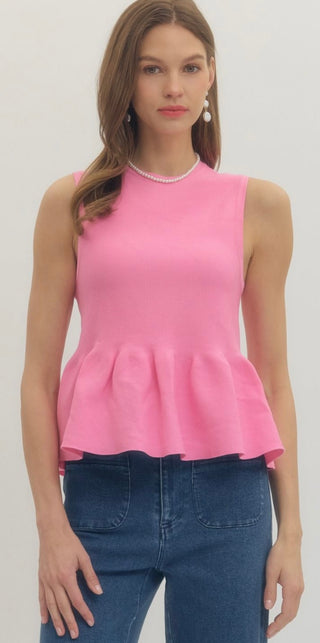 Malia Pink peplum top
