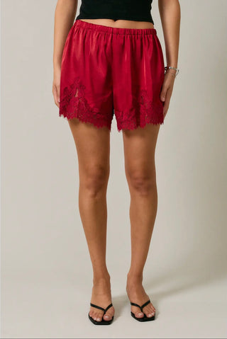 Crimson lace shorts