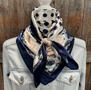 Navy & cream polka dot wild rag