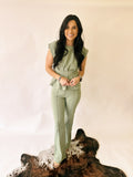 Cora Sage flare dress pants