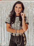 Charlie checkered sequin crop