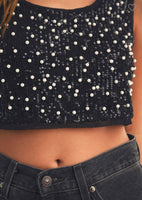 Penelope Pearl and sequin crop top
