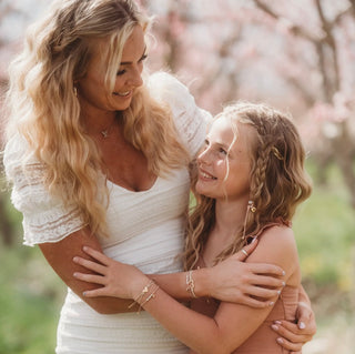 "Mother / Daughter" Pink with Pearls & Gold Hearts Shareable Hair Tie Bracelets