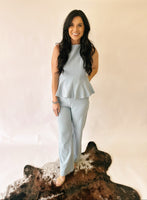Palmer light blue peplum top