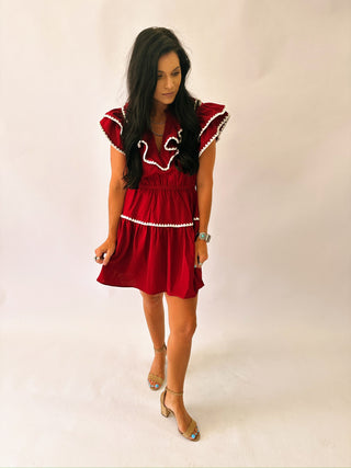 Quinn crimson and cream dress