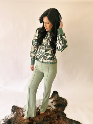 Greer printed button up blouse