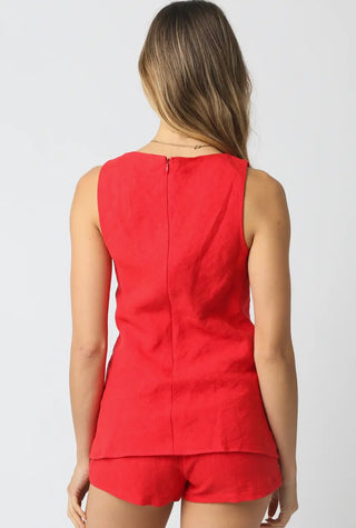 Cayli red long line blouse