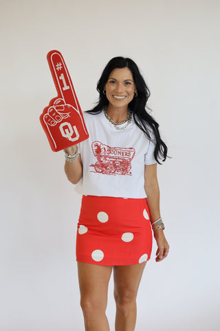Red & white polka dot skirt