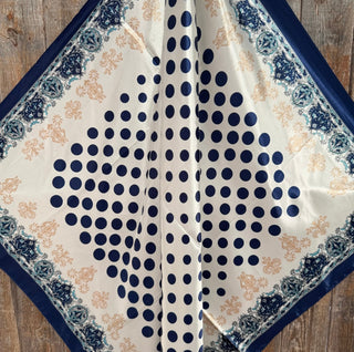 Navy & cream polka dot wild rag