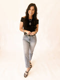 Ashley black off the shoulder ribbed top
