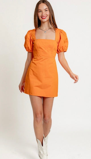 Gameday orange puff sleeve dress