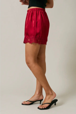 Crimson lace shorts
