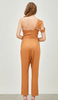 Tan one arm jumpsuit